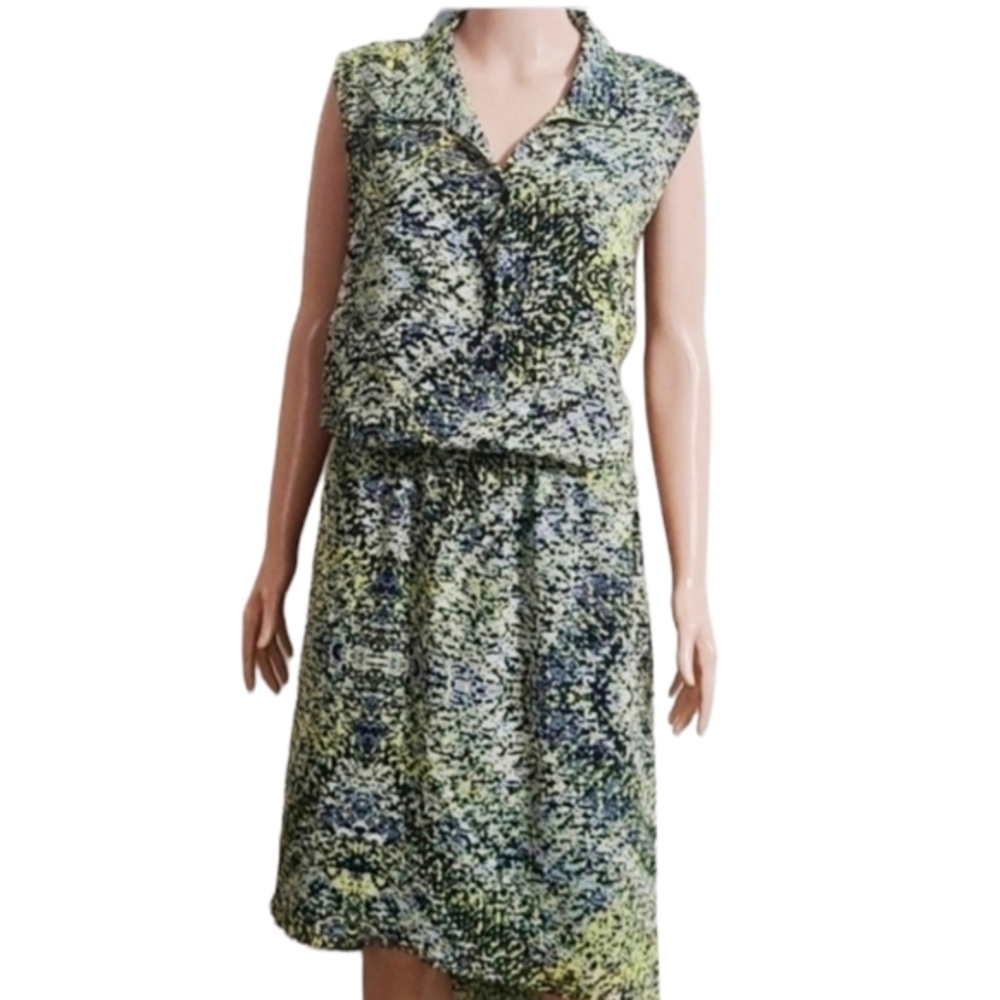MSK  Sleeveless geometric chiffon dress plus size‎ 20W multicolor